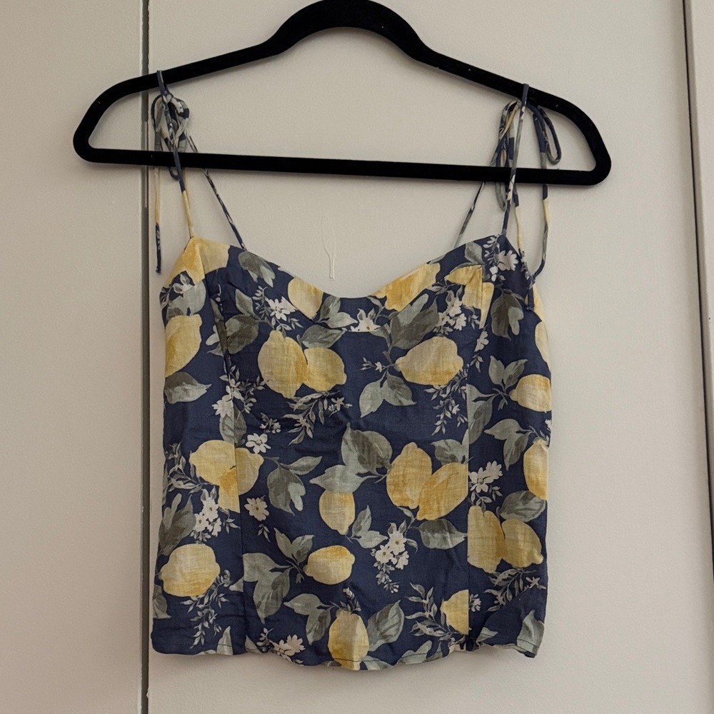 Abercrombie & Fitch Navy and Yellow Floral Camisole
